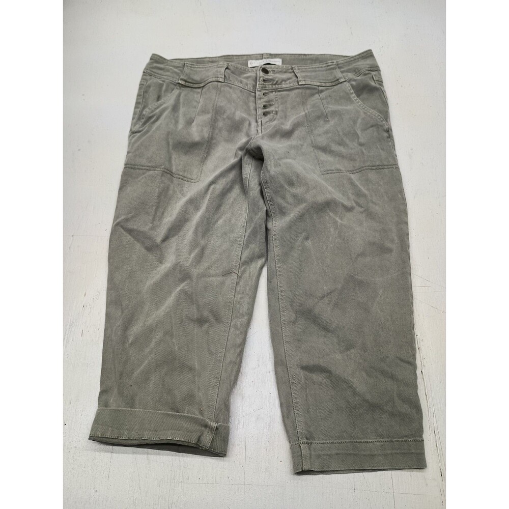 Est. 1946 Denim Women Olive Green Capri Jeans Size Button Fly 16W